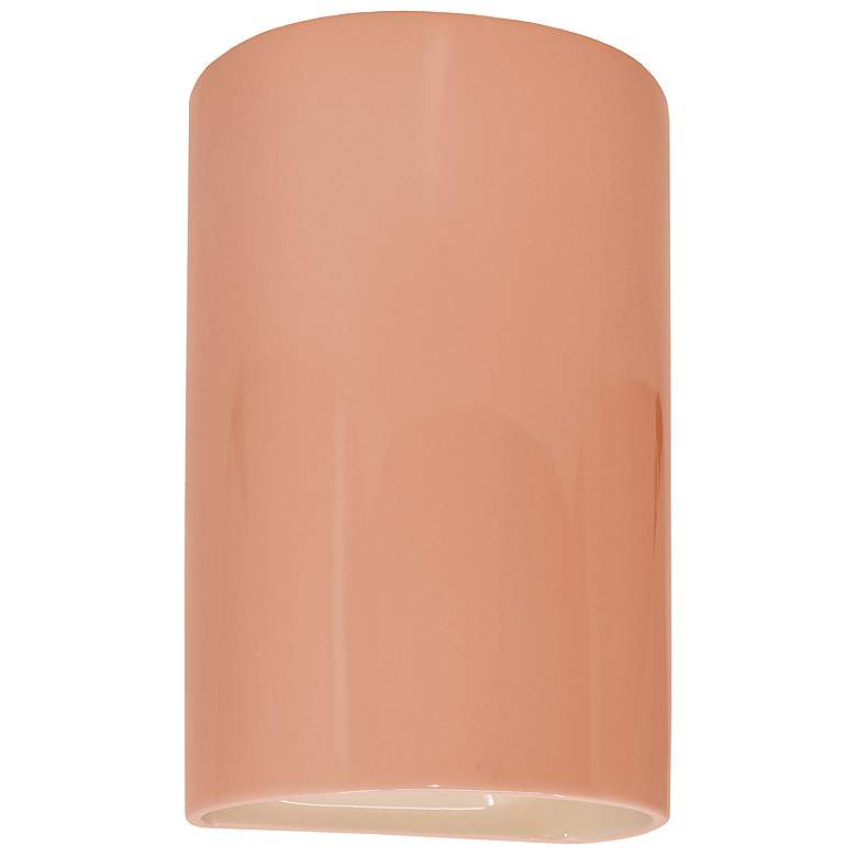 Image 1 Ambiance 9.5 inch High Gloss Blush Small Cylinder Closed Top LED Wall Scon