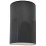 Ambiance 9.5" High Gloss Grey Small Cylinder Closed Top LED Wall Sconc