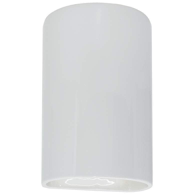 Image 1 Ambiance 9.5 inch High Gloss White Small Cylinder Closed Top Wall Sconce
