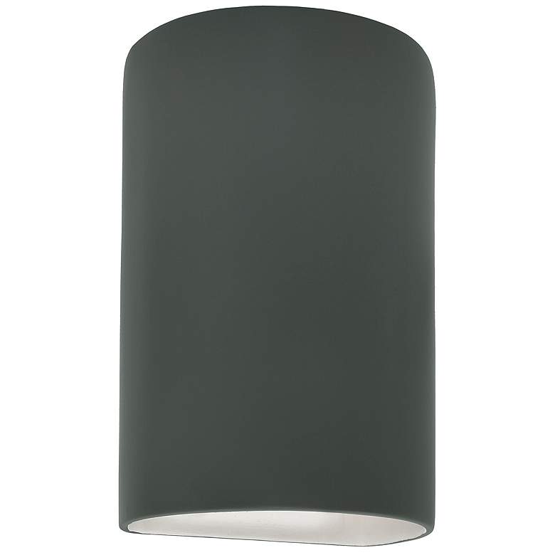 Image 1 Ambiance 9.5 inch High Pewter Green Small Cylinder Closed Top LED Wall Sco