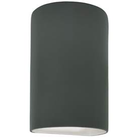 Image1 of Ambiance 9.5" High Pewter Green Small Cylinder Closed Top LED Wall Sco