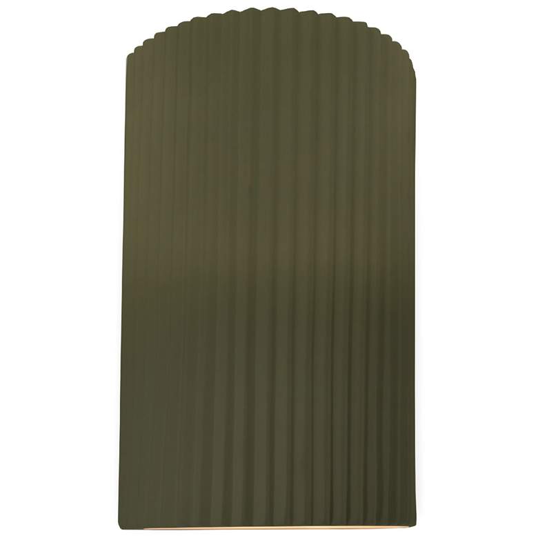 Image 1 Ambiance 9.5" Matte Green Small Pleated Cylinder ADA Wall Sconce