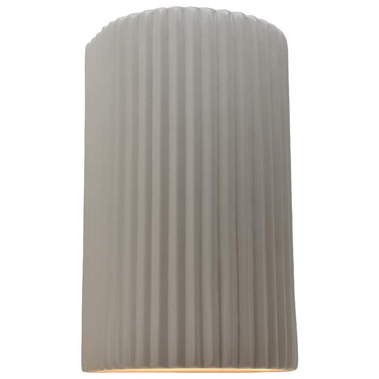 Image 1 Ambiance 9.5" Matte White Small Cylinder Pleated ADA Outdoor LED Sconc