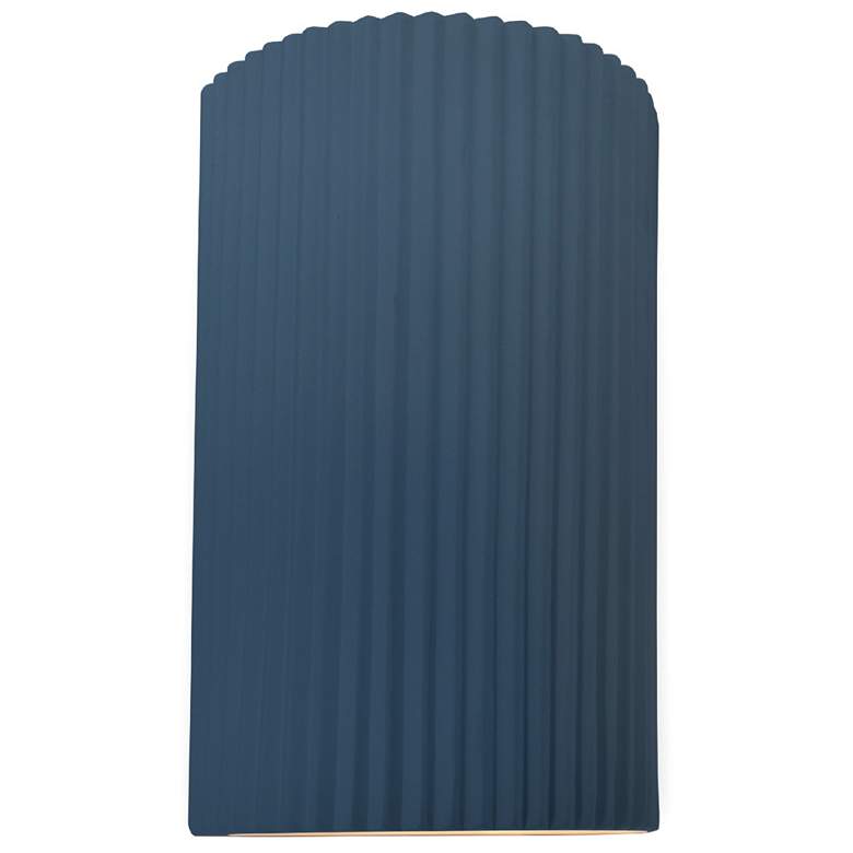 Image 1 Ambiance 9.5" Midnight Sky/Matte White Small Pleated Cylinder ADA Scon