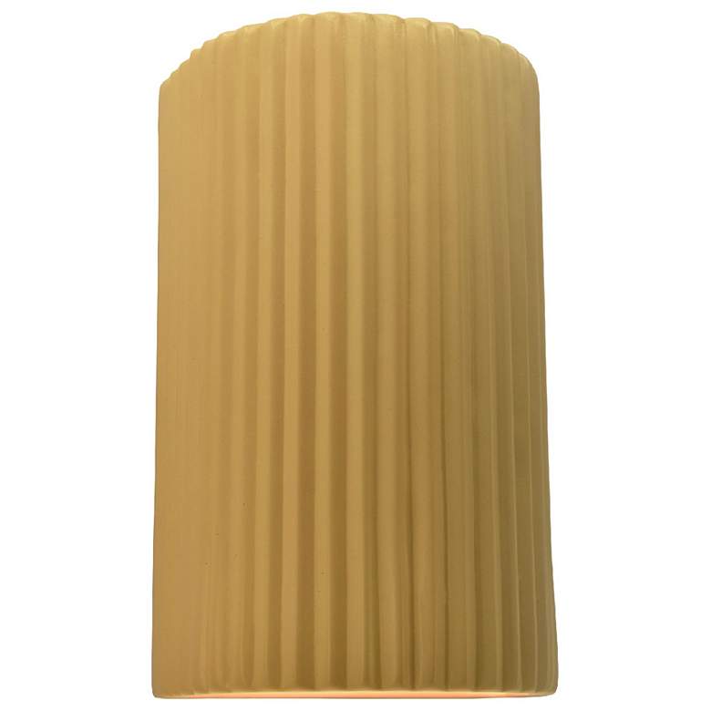 Image 1 Ambiance 9.5" Muted Yellow Small Pleated Cylinder ADA Wall Sconce
