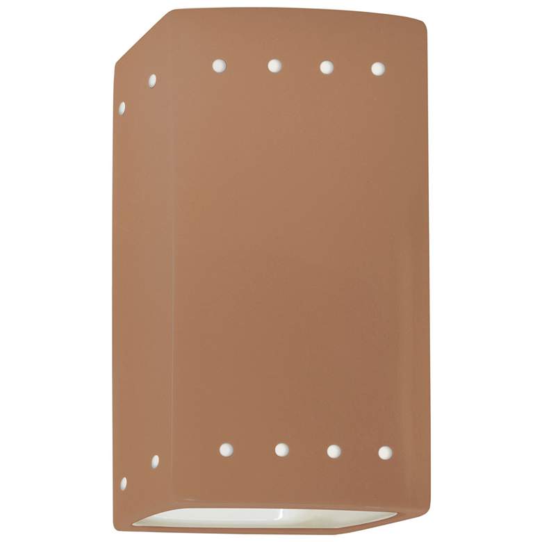 Image 1 Ambiance 9.5" Open Adobe Small Rectangle w/ Perfs Wall Sconce