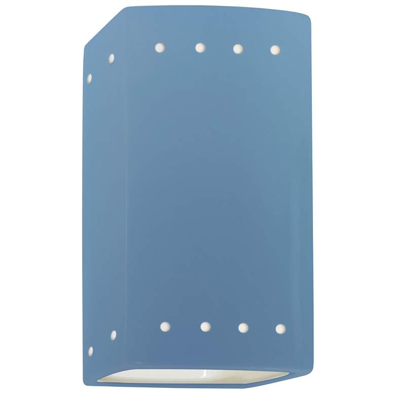 Image 1 Ambiance 9.5" Open Sky Blue Small Rectangle w/ Perfs Outdoor Wall Scon