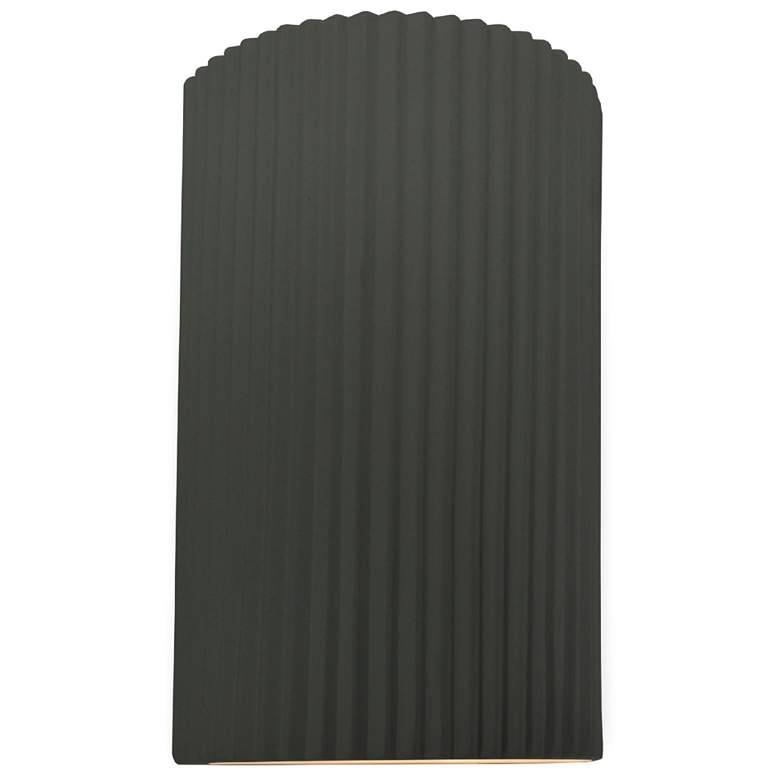 Image 1 Ambiance 9.5" Pewter Green Small Pleated Cylinder ADA Wall Sconce