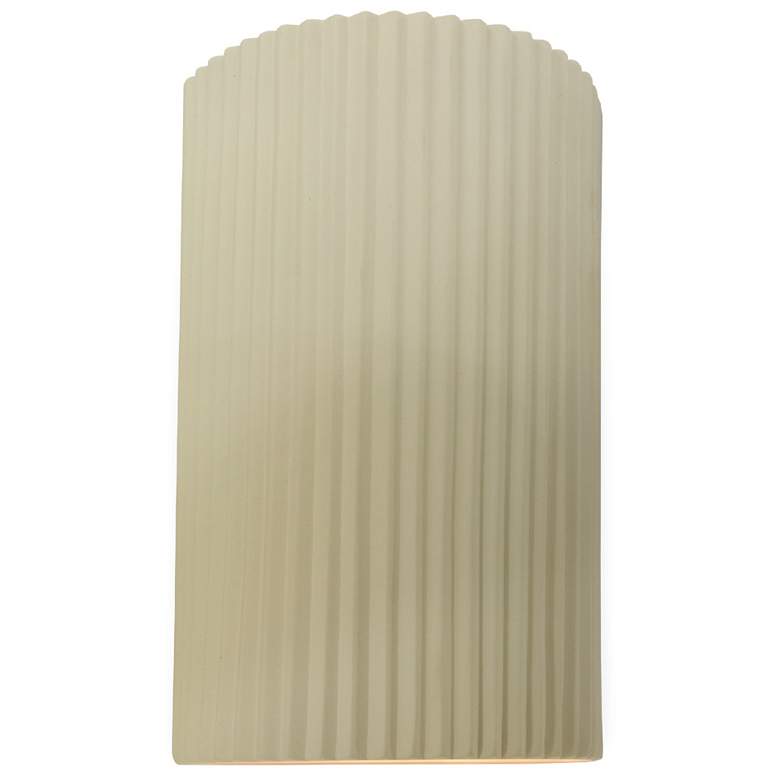 Image 1 Ambiance 9.5" Vanilla Gloss Small Cylinder Pleated ADA Outdoor LED Sco