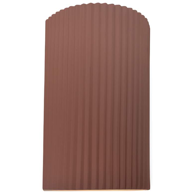 Image 1 Ambiance 9.5"H Canyon Clay Small Pleated Cylinder ADA LED Wall Sconce
