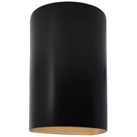 Image1 of Ambiance 9.5"H Carbon Matte Black and Gold Cylinder LED Wall Sconce
