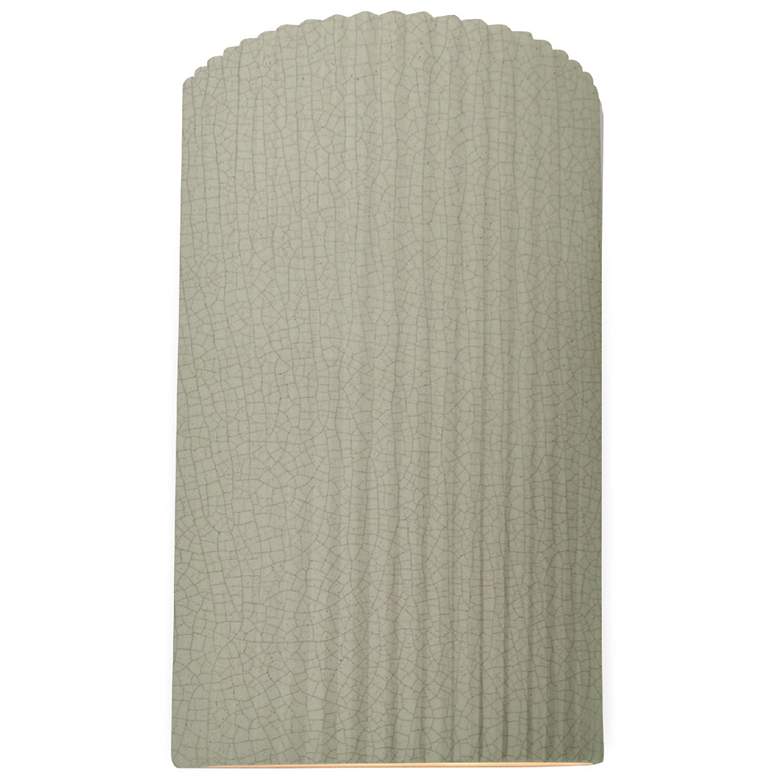 Image 1 Ambiance 9.5"H Celadon Green Crackle Small Pleated Cylinder ADA LED Sc