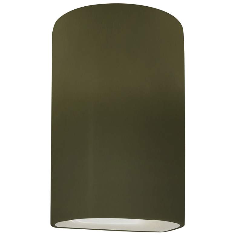 Image 1 Ambiance 9.5"H Closed Top Matte Green Small Cylinder Outdoor LED Sconc