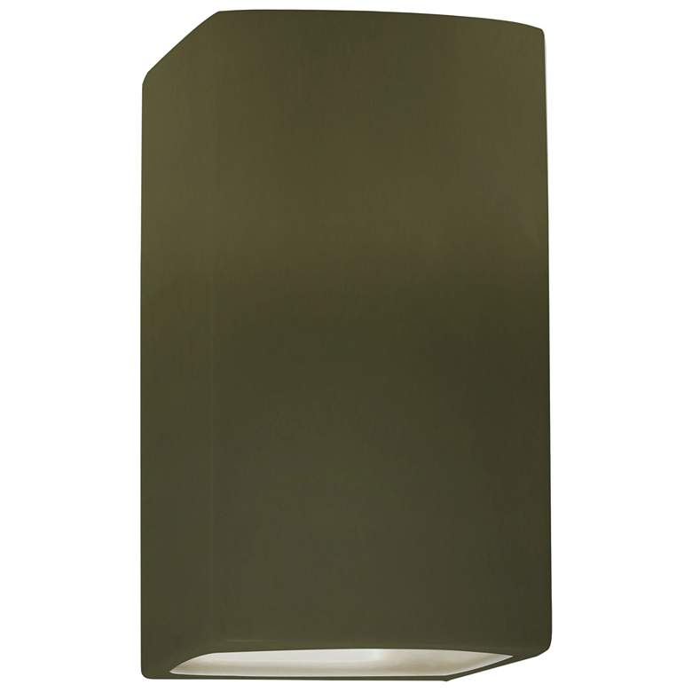 Image 1 Ambiance 9.5"H Closed Top Matte Green Small Rectangle LED Wall Sconce