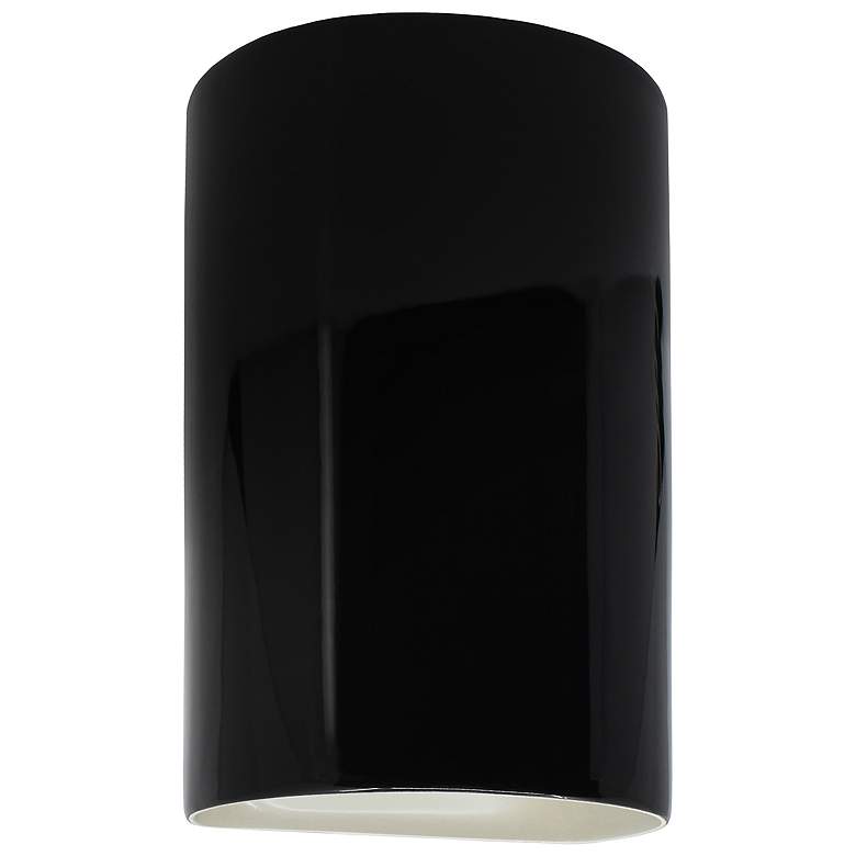 Image 1 Ambiance 9.5 inchH Gloss Black and White Cylinder Closed Top LED Wall Scon