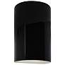 Ambiance 9.5"H Gloss Black and White Cylinder Closed Top LED Wall Scon