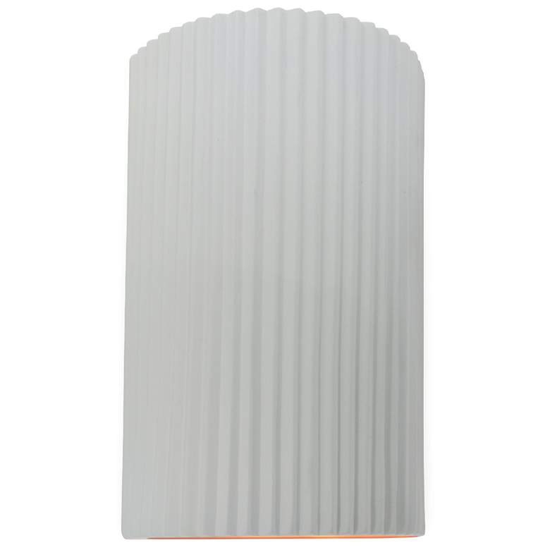Image 1 Ambiance 9.5"H Gloss White Sided Small Pleated Cylinder ADA LED Sconce