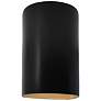 Ambiance 9.5"H Matte Black and Gold Cylinder Closed Top LED Wall Sconc