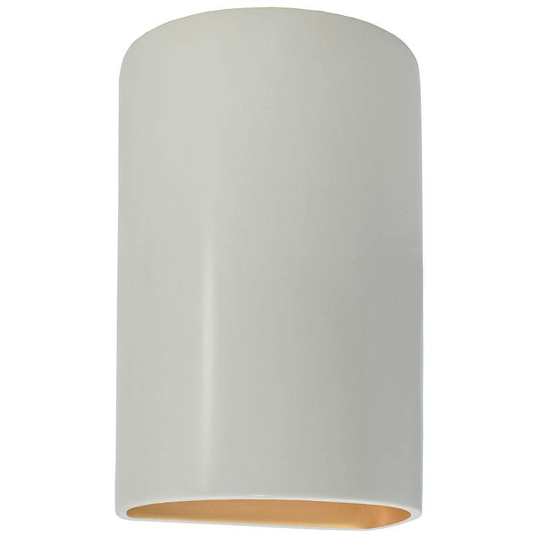 Image 1 Ambiance 9.5 inchH Matte White and Gold Cylinder Closed Top Wall Sconce