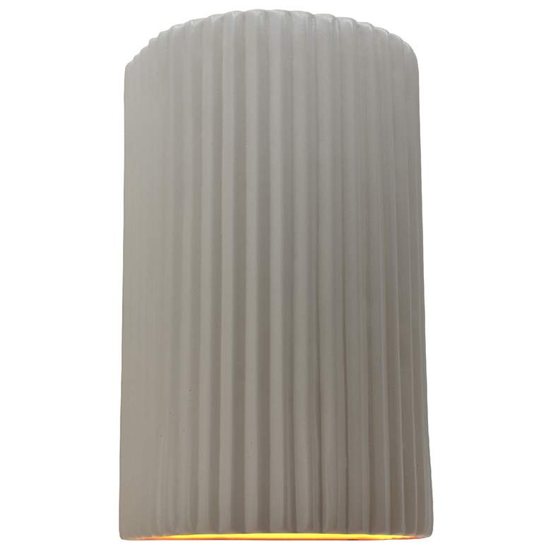 Image 1 Ambiance 9.5"H Matte White/Gold Small Pleated Cylinder ADA LED Sconce