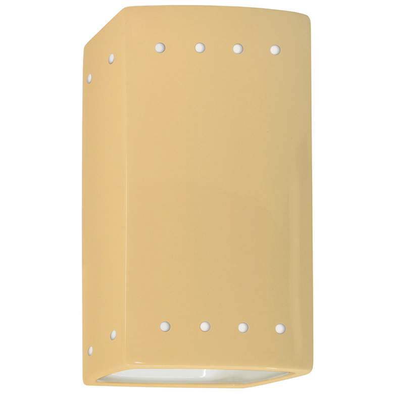 Image 1 Ambiance 9.5"H Open Muted Yellow Small Rectangle w/ Perfs LED Wall Sco