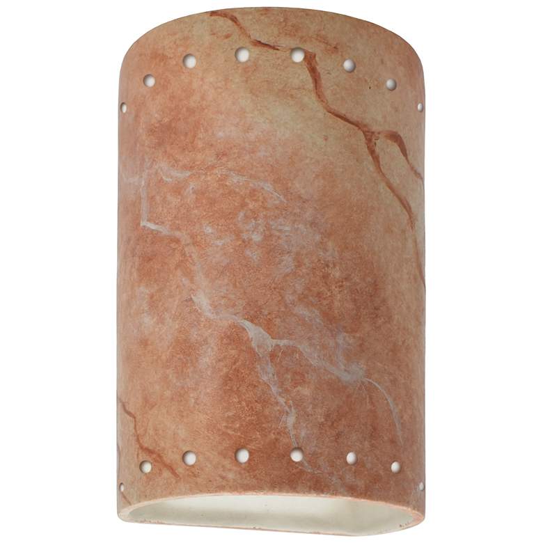 Image 1 Ambiance 9 1/2 inch High Agate Marble Perfs Cylinder Wall Sconce