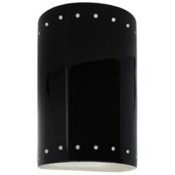 Ambiance 9 1/2&quot; High Black White Cylinder LED Outdoor Sconce