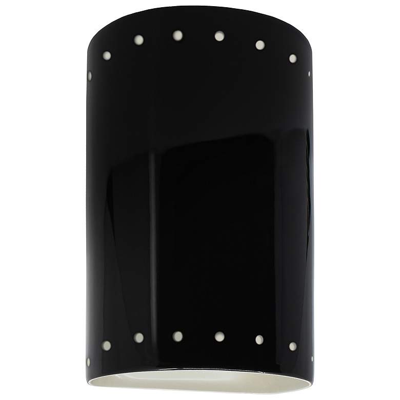 Image 1 Ambiance 9 1/2" High Black White Cylinder LED Outdoor Sconce