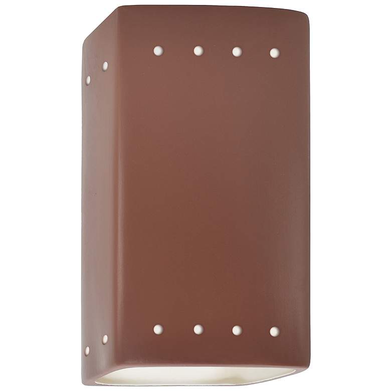 Image 1 Ambiance 9 1/2 inch High Canyon Clay Perfs Rectangle Wall Sconce