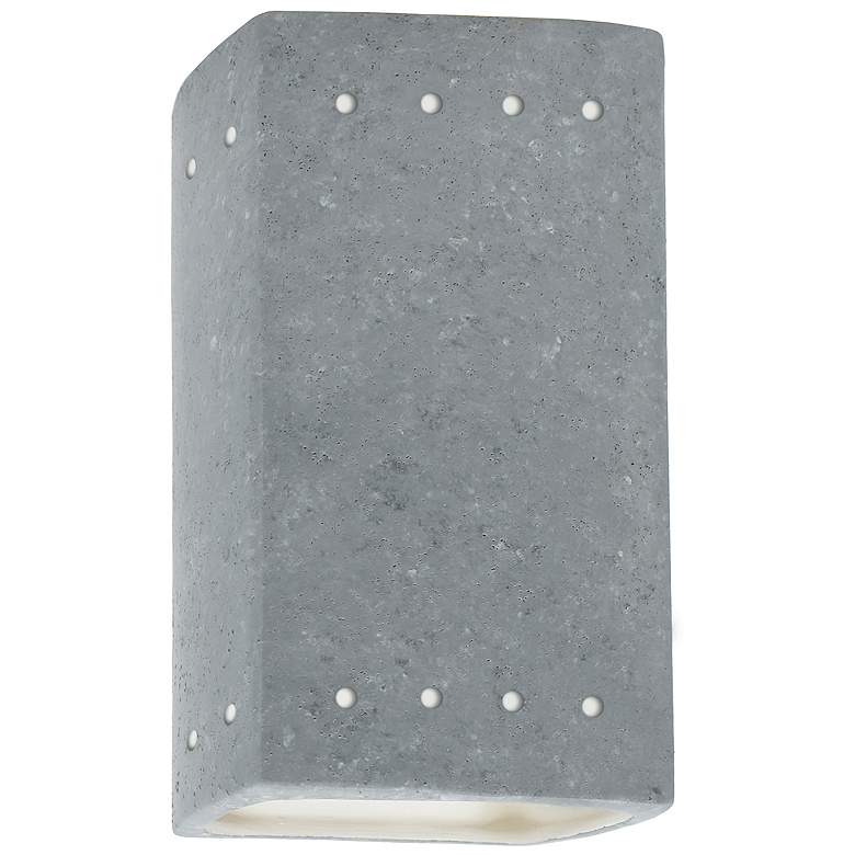 Image 1 Ambiance 9 1/2 inch High Concrete Perfs Rectangle Wall Sconce