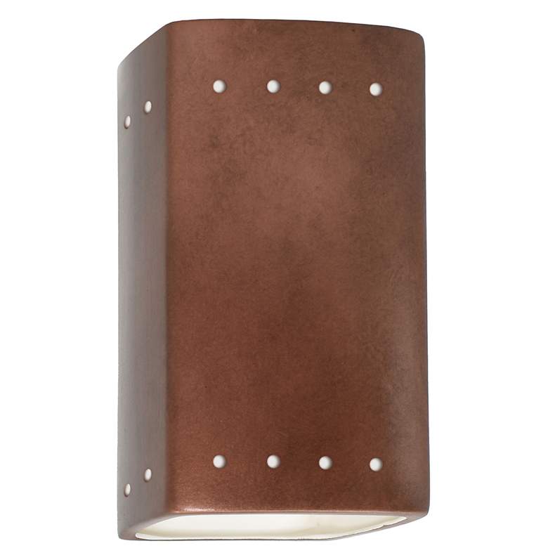 Image 1 Ambiance 9 1/2 inch High Copper Perfs Rectangle LED Wall Sconce
