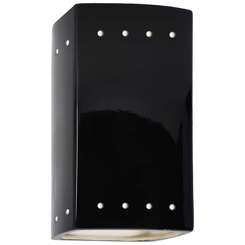 Image 1 Ambiance 9 1/2 inch High Gloss Black Perfs Rectangle Wall Sconce