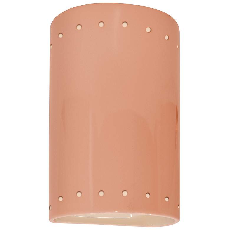 Image 1 Ambiance 9 1/2 inch High Gloss Blush Perfs Cylinder Wall Sconce