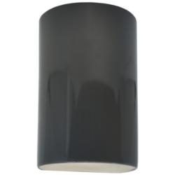 Ambiance 9 1/2&quot; High Gloss Gray Cylinder Outdoor Wall Sconce