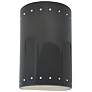 Ambiance 9 1/2" High Gloss Gray Perfs Cylinder Wall Sconce
