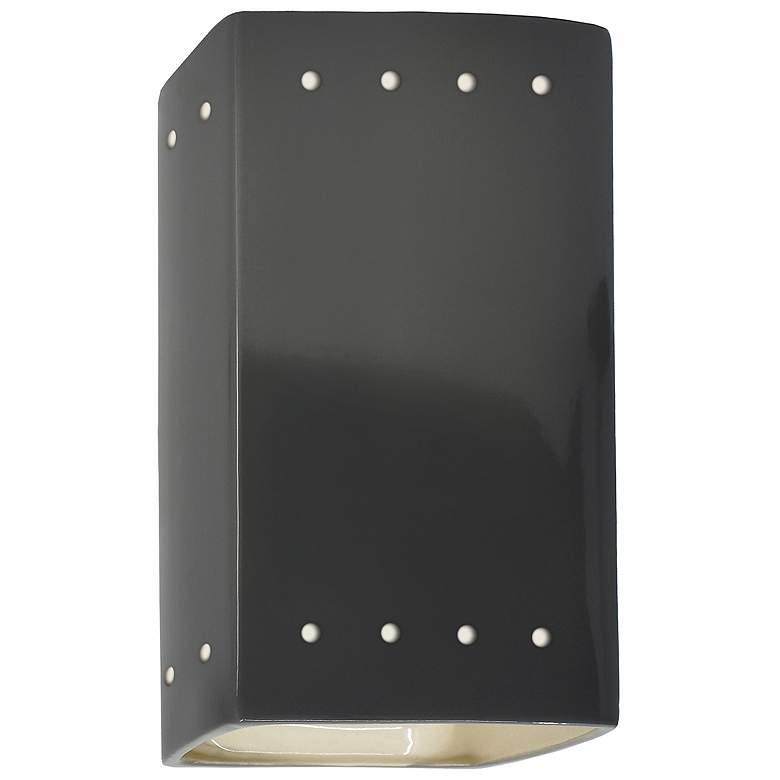 Image 1 Ambiance 9 1/2" High Gloss Gray Perfs Rectangle Wall Sconce
