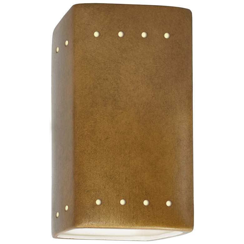 Image 1 Ambiance 9 1/2" High Gold Perfs Rectangle LED Wall Sconce