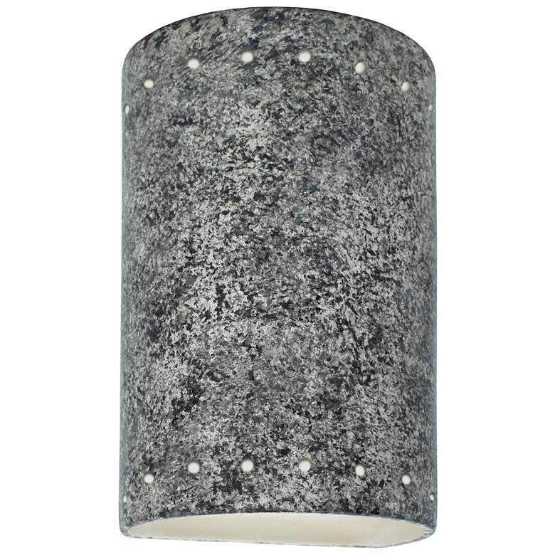 Image 1 Ambiance 9 1/2 inch High Granite Perfs Cylinder LED Wall Sconce