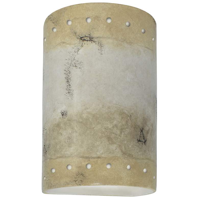Image 1 Ambiance 9 1/2" High Greco Perfs Cylinder LED Outdoor Sconce