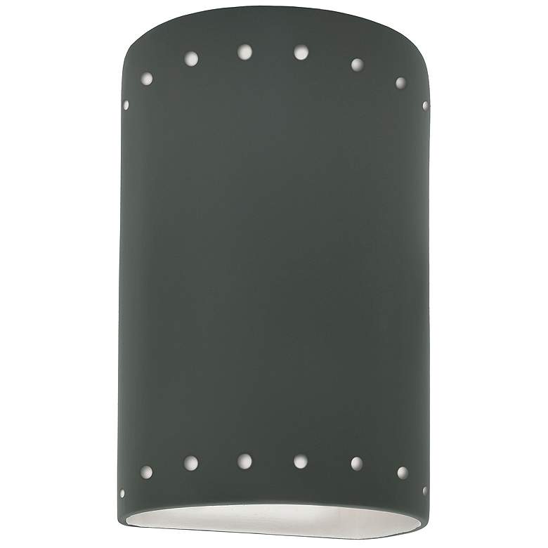 Image 1 Ambiance 9 1/2" High Pewter Cylinder LED ADA Outdoor Sconce