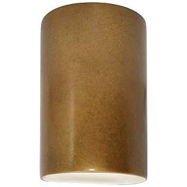 Image1 of Ambiance 9 1/2"H Antique Gold Cylinder Outdoor Wall Sconce