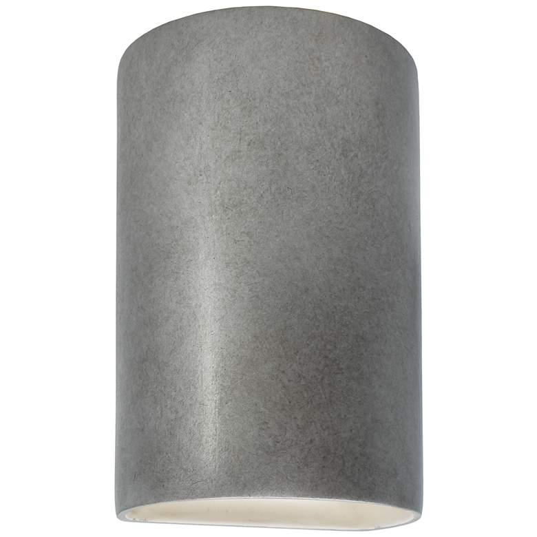 Image 1 Ambiance 9 1/2"H Antique Silver Cylinder Outdoor Wall Sconce
