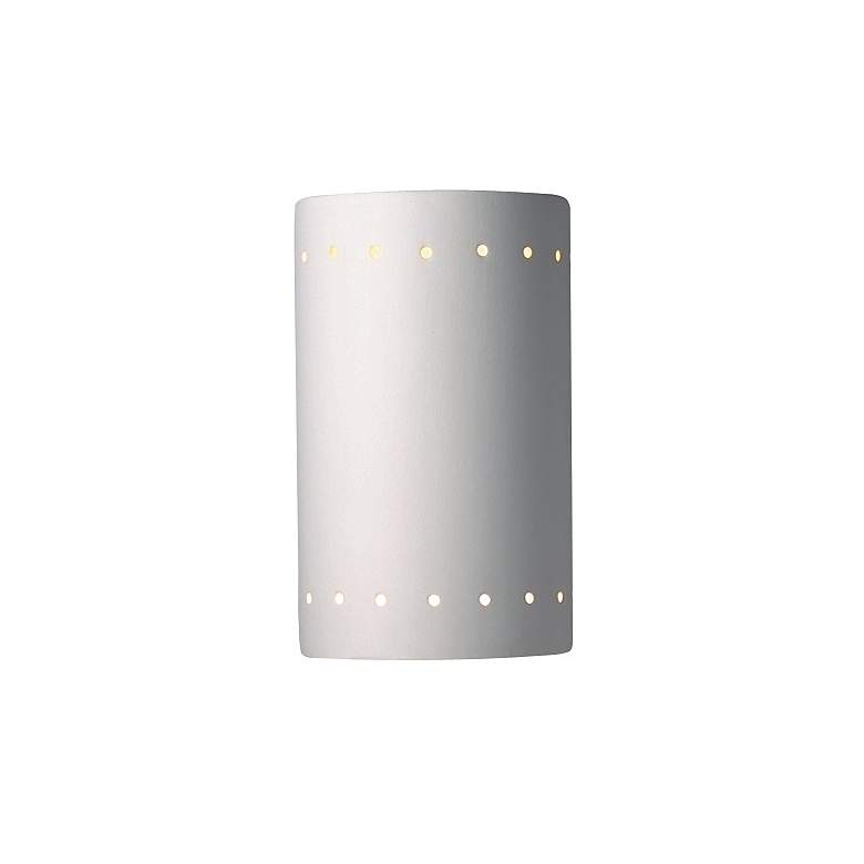 Image 1 Ambiance 9 1/2"H Bisque Perfs Cylinder Closed Outdoor Sconce