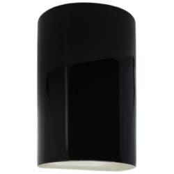 Ambiance 9 1/2&quot;H Black White Cylinder Outdoor Wall Sconce