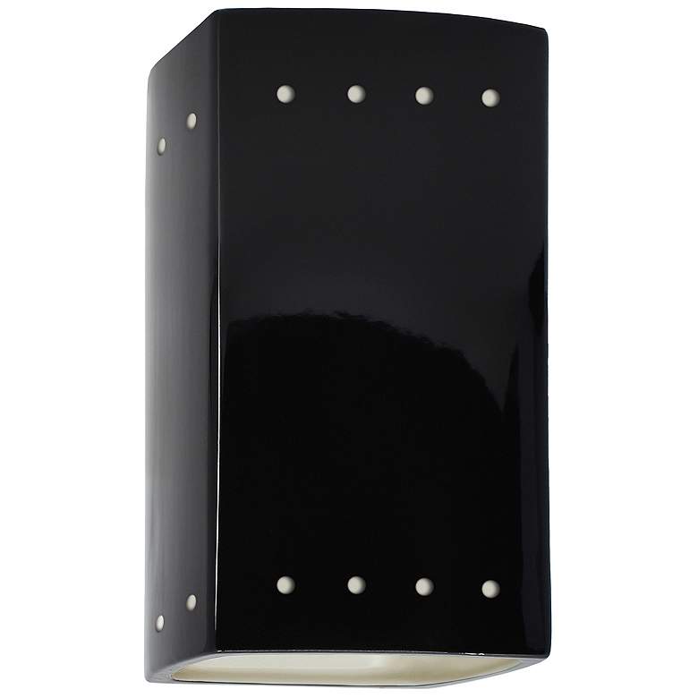 Image 1 Ambiance 9 1/2 inchH Black White Perfs Rectangle Closed Sconce