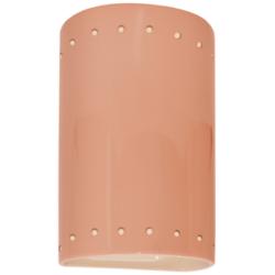 Ambiance 9 1/2&quot;H Blush Perfs Cylinder Closed Outdoor Sconce