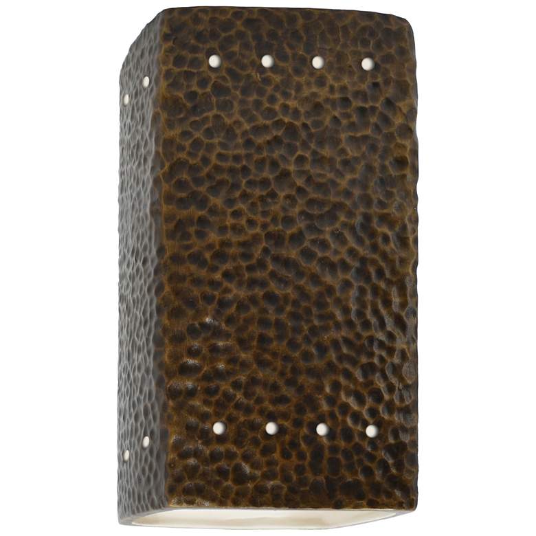 Image 1 Ambiance 9 1/2"H Brass Perfs Rectangle LED Outdoor Sconce