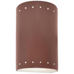 Ambiance 9 1/2&quot;H Canyon Clay Perfs Cylinder Closed Sconce