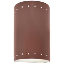 Ambiance 9 1/2"H Canyon Clay Perfs Cylinder Outdoor Sconce
