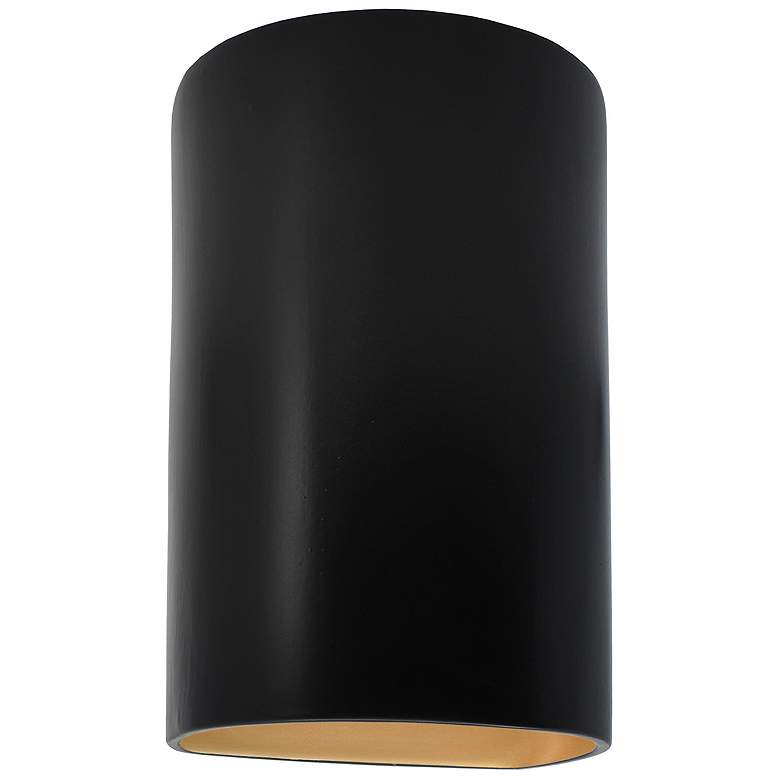 Image 1 Ambiance 9 1/2 inchH Carbon Black Gold Cylinder LED ADA Sconce